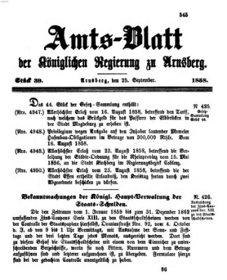 Amtsblatt für den Regierungsbezirk Arnsberg Samstag 25. September 1858