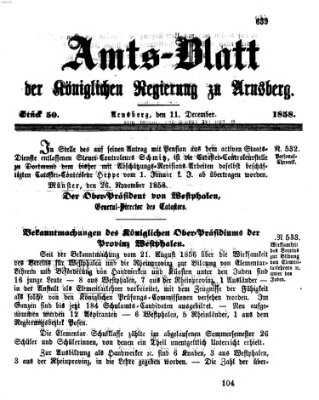 Amtsblatt für den Regierungsbezirk Arnsberg Samstag 11. Dezember 1858