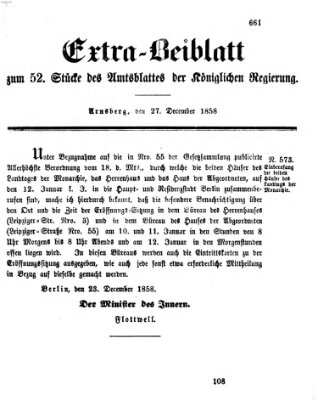 Amtsblatt für den Regierungsbezirk Arnsberg Montag 27. Dezember 1858