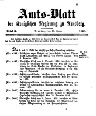 Amtsblatt für den Regierungsbezirk Arnsberg Samstag 29. Januar 1859
