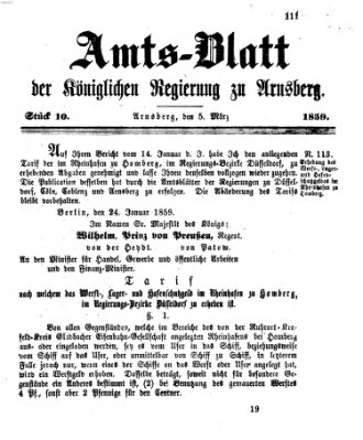 Amtsblatt für den Regierungsbezirk Arnsberg Samstag 5. März 1859