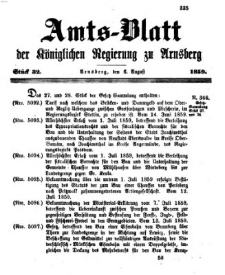Amtsblatt für den Regierungsbezirk Arnsberg Samstag 6. August 1859