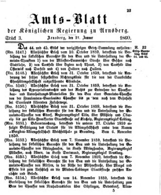 Amtsblatt für den Regierungsbezirk Arnsberg Samstag 21. Januar 1860