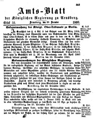 Amtsblatt für den Regierungsbezirk Arnsberg Samstag 29. Dezember 1860