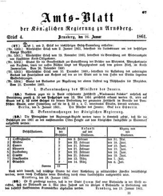 Amtsblatt für den Regierungsbezirk Arnsberg Samstag 26. Januar 1861