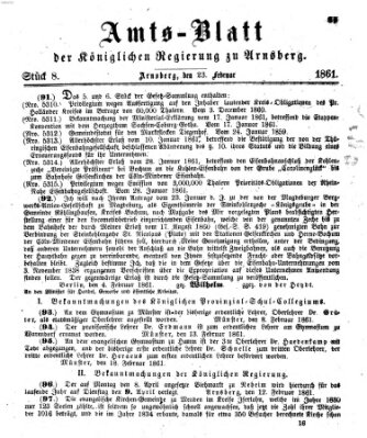 Amtsblatt für den Regierungsbezirk Arnsberg Samstag 23. Februar 1861