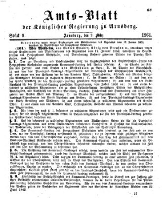 Amtsblatt für den Regierungsbezirk Arnsberg Samstag 2. März 1861