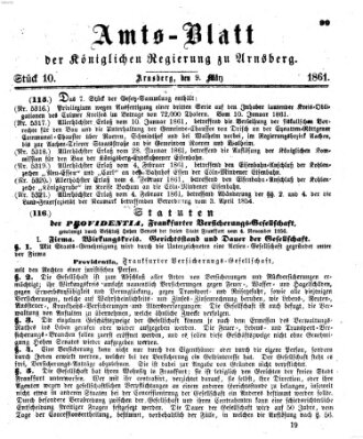 Amtsblatt für den Regierungsbezirk Arnsberg Samstag 9. März 1861