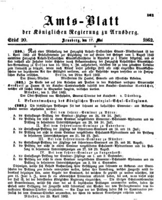 Amtsblatt für den Regierungsbezirk Arnsberg Samstag 17. Mai 1862