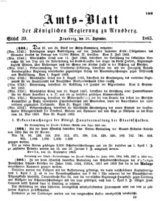 Amtsblatt für den Regierungsbezirk Arnsberg Samstag 26. September 1863