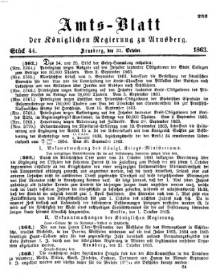Amtsblatt für den Regierungsbezirk Arnsberg Samstag 31. Oktober 1863