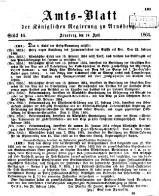 Amtsblatt für den Regierungsbezirk Arnsberg Samstag 16. April 1864