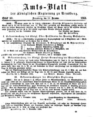 Amtsblatt für den Regierungsbezirk Arnsberg Samstag 10. Dezember 1864