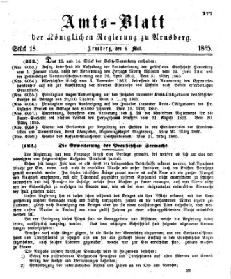 Amtsblatt für den Regierungsbezirk Arnsberg Samstag 6. Mai 1865