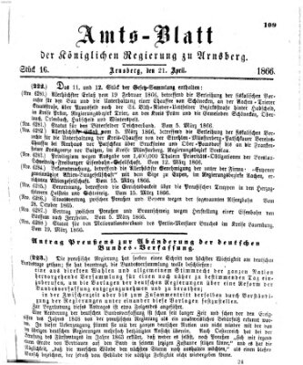 Amtsblatt für den Regierungsbezirk Arnsberg Samstag 21. April 1866