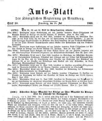 Amtsblatt für den Regierungsbezirk Arnsberg Samstag 28. Juli 1866