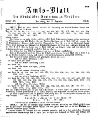 Amtsblatt für den Regierungsbezirk Arnsberg Samstag 29. September 1866