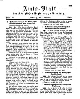Amtsblatt für den Regierungsbezirk Arnsberg Samstag 5. September 1868