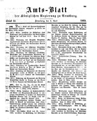 Amtsblatt für den Regierungsbezirk Arnsberg Samstag 3. April 1869