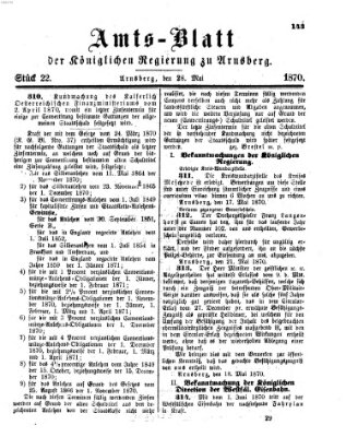 Amtsblatt für den Regierungsbezirk Arnsberg Samstag 28. Mai 1870