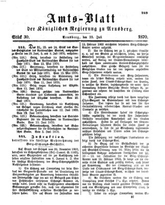 Amtsblatt für den Regierungsbezirk Arnsberg Samstag 23. Juli 1870