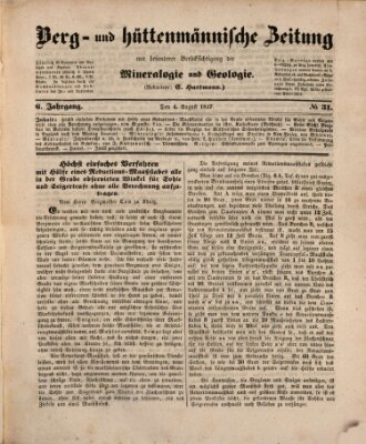 Berg- und hüttenmännische Zeitung Mittwoch 4. August 1847