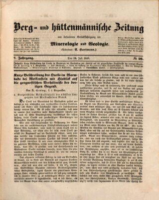 Berg- und hüttenmännische Zeitung Mittwoch 12. Juli 1848