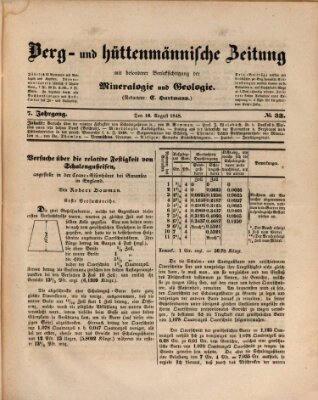 Berg- und hüttenmännische Zeitung Mittwoch 16. August 1848