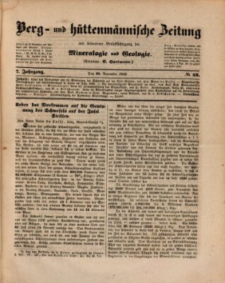 Berg- und hüttenmännische Zeitung Mittwoch 29. November 1848