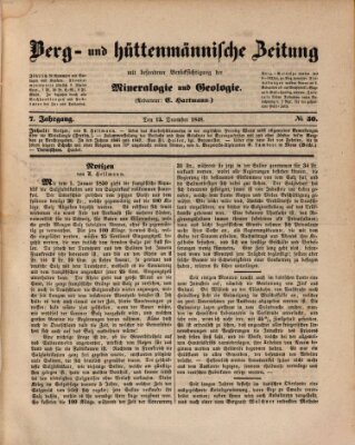 Berg- und hüttenmännische Zeitung Mittwoch 13. Dezember 1848