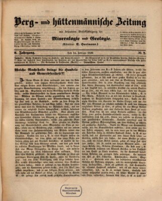 Berg- und hüttenmännische Zeitung Mittwoch 14. Februar 1849