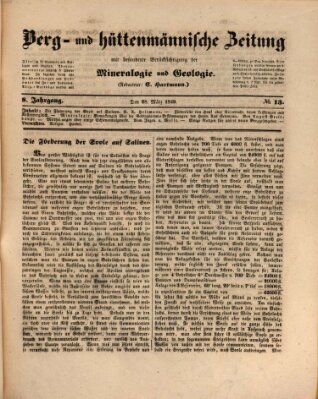 Berg- und hüttenmännische Zeitung Mittwoch 28. März 1849