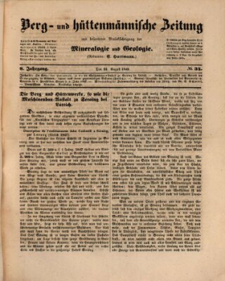 Berg- und hüttenmännische Zeitung Mittwoch 22. August 1849
