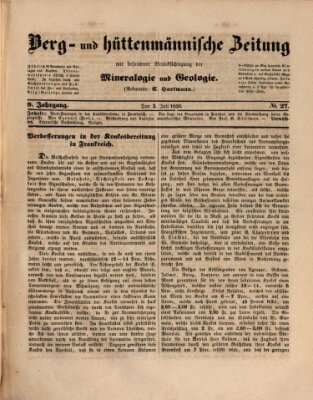 Berg- und hüttenmännische Zeitung Mittwoch 3. Juli 1850