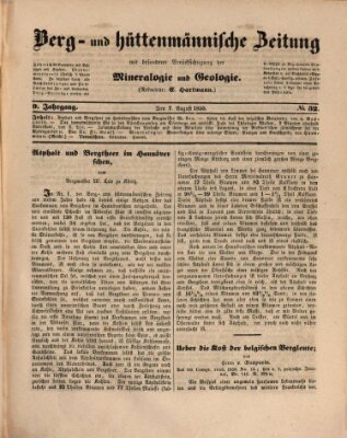 Berg- und hüttenmännische Zeitung Mittwoch 7. August 1850