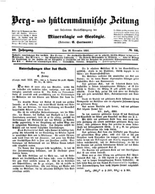Berg- und hüttenmännische Zeitung Mittwoch 12. November 1851