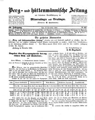Berg- und hüttenmännische Zeitung Mittwoch 17. Dezember 1851