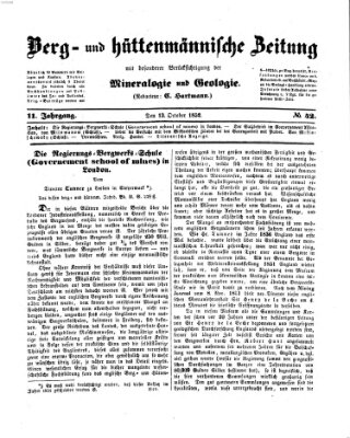 Berg- und hüttenmännische Zeitung Mittwoch 13. Oktober 1852
