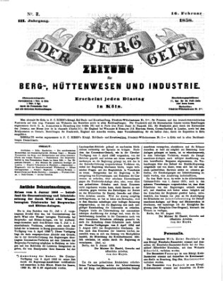 Der Berggeist Dienstag 16. Februar 1858