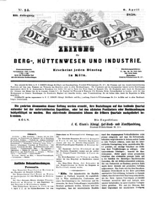Der Berggeist Dienstag 6. April 1858