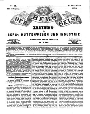 Der Berggeist Dienstag 2. November 1858