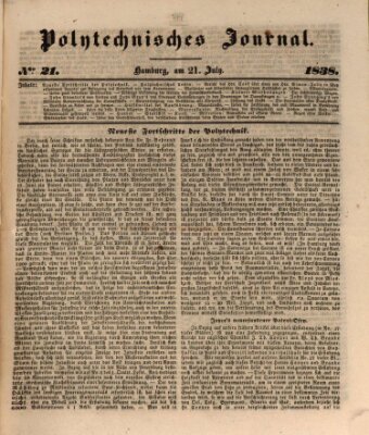 Polytechnisches Journal Samstag 21. Juli 1838