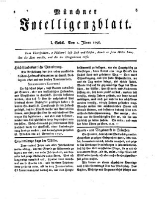 Münchner Intelligenzblatt Montag 1. Januar 1798