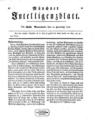 Münchner Intelligenzblatt Samstag 10. Februar 1798