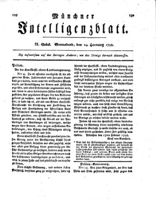 Münchner Intelligenzblatt Samstag 24. Februar 1798