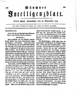Münchner Intelligenzblatt Samstag 22. September 1798