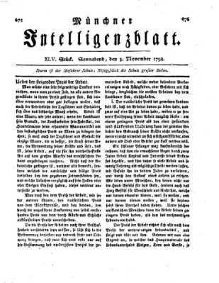 Münchner Intelligenzblatt Samstag 3. November 1798