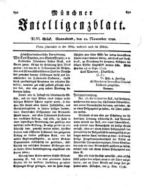 Münchner Intelligenzblatt Samstag 10. November 1798