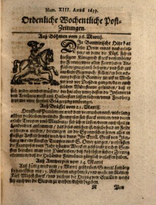 Ordentliche wochentliche Post-Zeitungen Samstag 26. März 1639