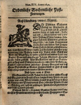 Ordentliche wochentliche Post-Zeitungen Dienstag 6. März 1640